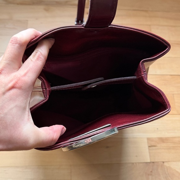 Burgundy Shoulder Bag with Silver Accent - Picture 6 of 8